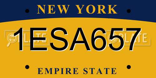 1ESA657 New York License Plate