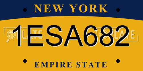 1ESA682 New York License Plate