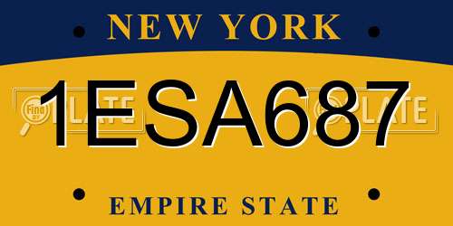 1ESA687 New York License Plate