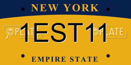 1EST11 New York License Plate