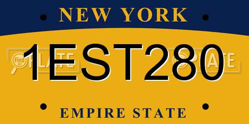 1EST280 New York License Plate
