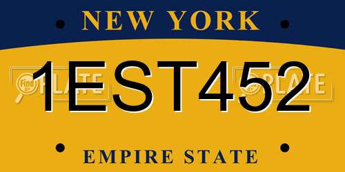 1EST452 New York License Plate