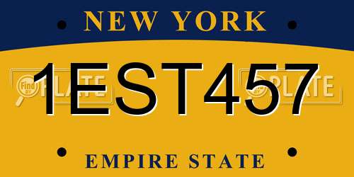 1EST457 New York License Plate