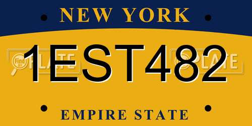 1EST482 New York License Plate