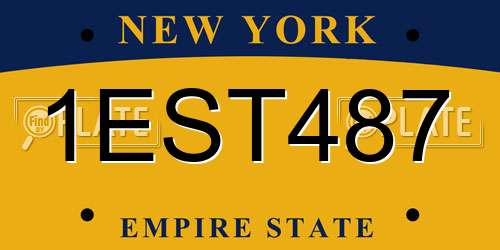 1EST487 New York License Plate