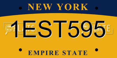 1EST595 New York License Plate