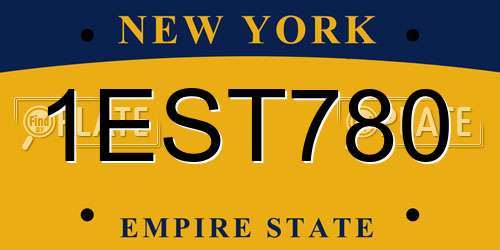1EST780 New York License Plate