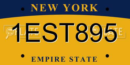 1EST895 New York License Plate