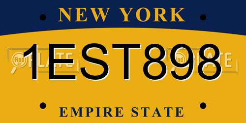 1EST898 New York License Plate