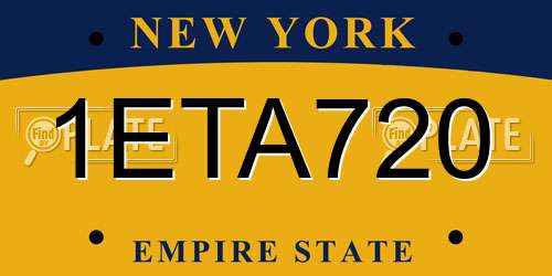 1ETA720 New York License Plate
