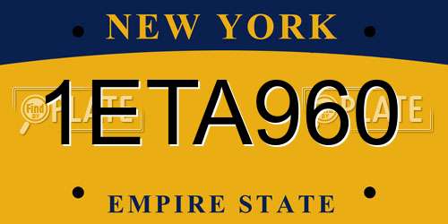 1ETA960 New York License Plate