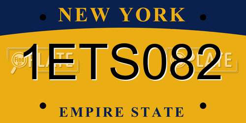 1ETS082 New York License Plate