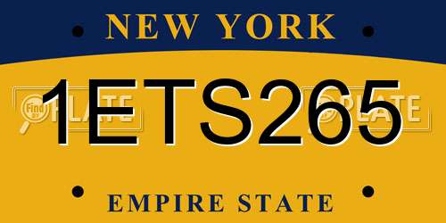 1ETS265 New York License Plate