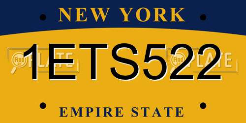 1ETS522 New York License Plate