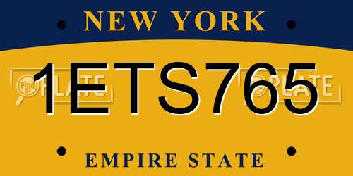 1ETS765 New York License Plate