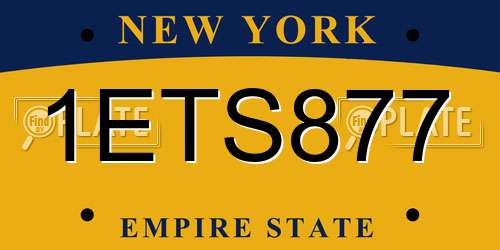 1ETS877 New York License Plate