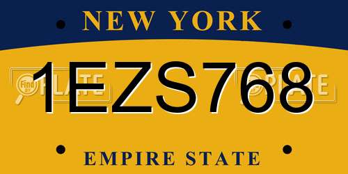 1EZS768 New York License Plate