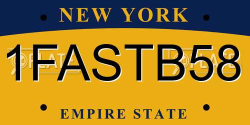 1FASTB58 New York License Plate