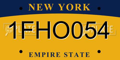 1FHO054 New York License Plate
