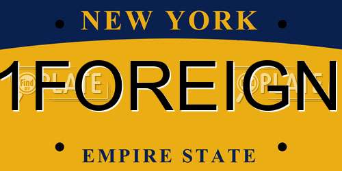 1FOREIGN New York License Plate