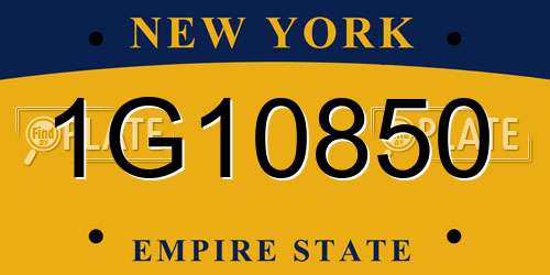 1G10850 New York License Plate