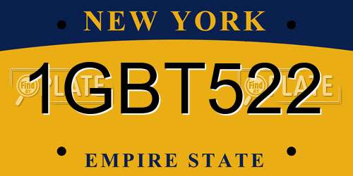 1GBT522 New York License Plate