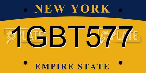 1GBT577 New York License Plate