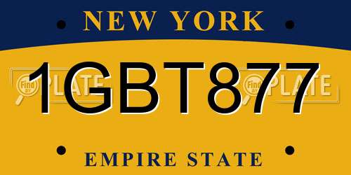 1GBT877 New York License Plate
