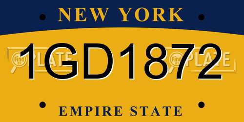 1GD1872 New York License Plate