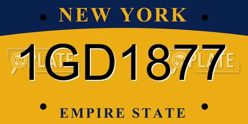 1GD1877 New York License Plate
