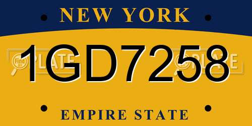 1GD7258 New York License Plate