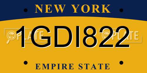 1GDI822 New York License Plate