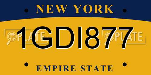 1GDI877 New York License Plate