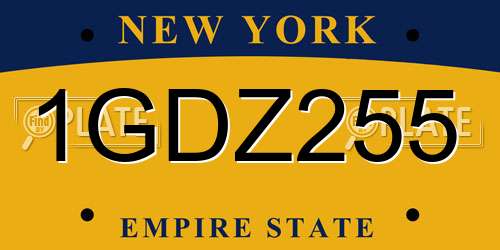 1GDZ255 New York License Plate