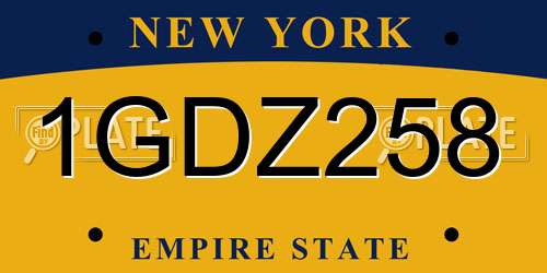1GDZ258 New York License Plate