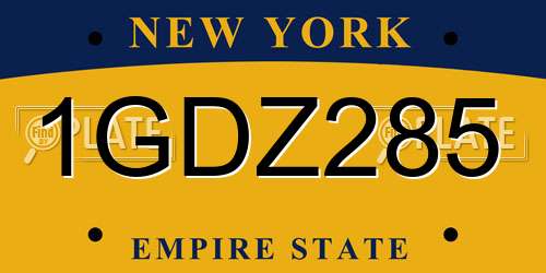 1GDZ285 New York License Plate