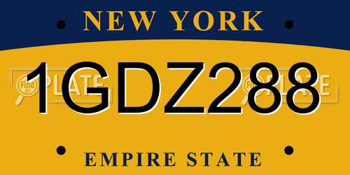 1GDZ288 New York License Plate