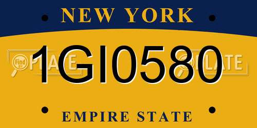 1GI0580 New York License Plate