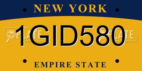 1GID580 New York License Plate