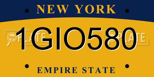 1GIO580 New York License Plate