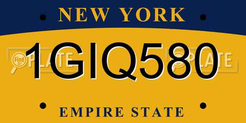 1GIQ580 New York License Plate