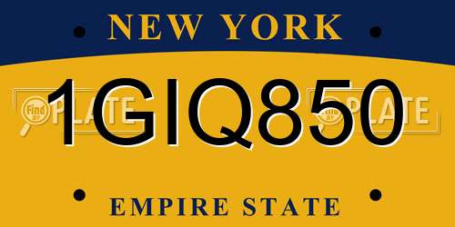 1GIQ850 New York License Plate