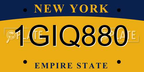 1GIQ880 New York License Plate