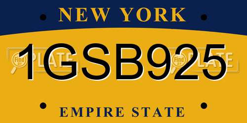 1GSB925 New York License Plate