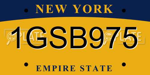 1GSB975 New York License Plate
