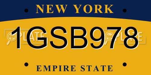 1GSB978 New York License Plate