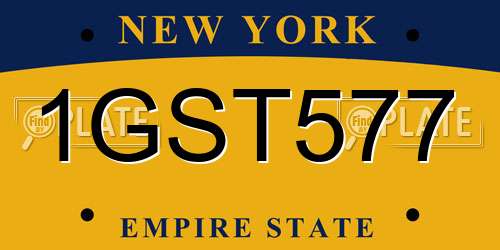 1GST577 New York License Plate