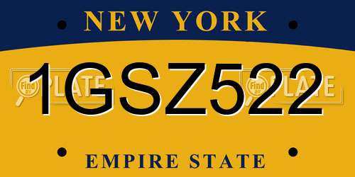 1GSZ522 New York License Plate
