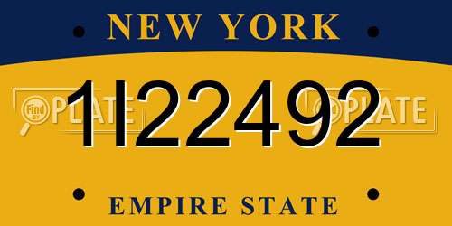 1I22492 New York License Plate