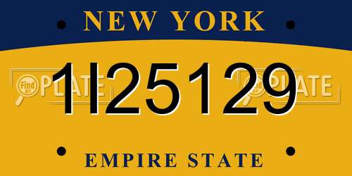 1I25129 New York License Plate